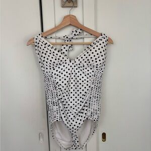 DKNY Black and White Polka Dot swim suit